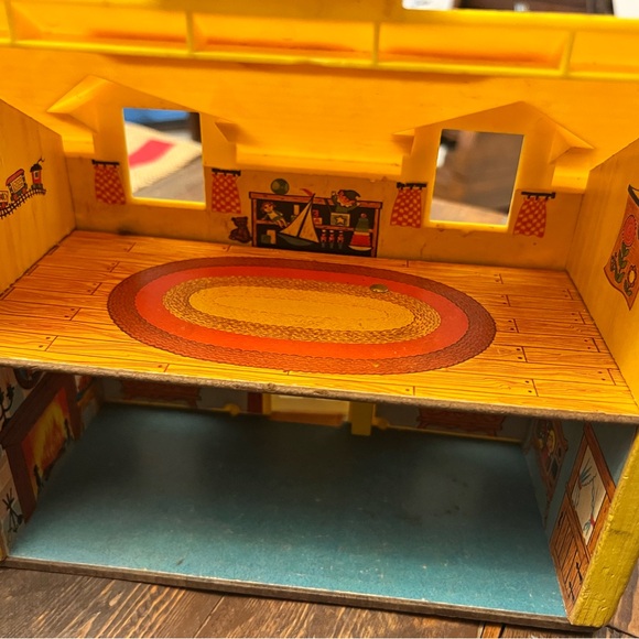 Vintage Fisher Price Little People Play Family House #952 Blue & Yellow 1969 - Picture 9 of 15